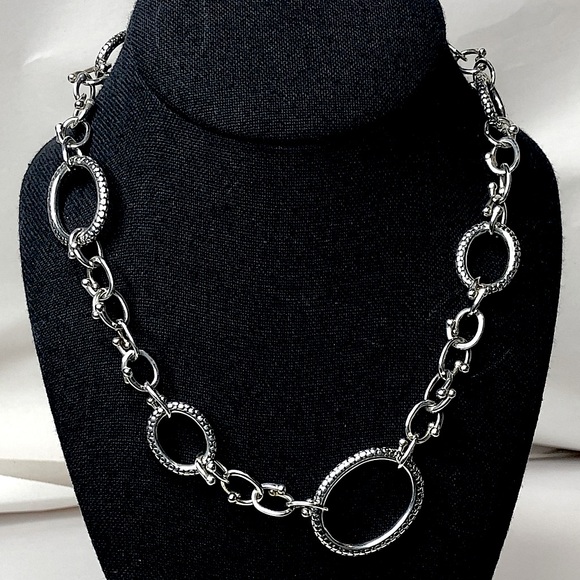MICHAEL DAWKINS Sterling Silver Caviar Starry Night Link Toggle Necklace 18” - Picture 10 of 10